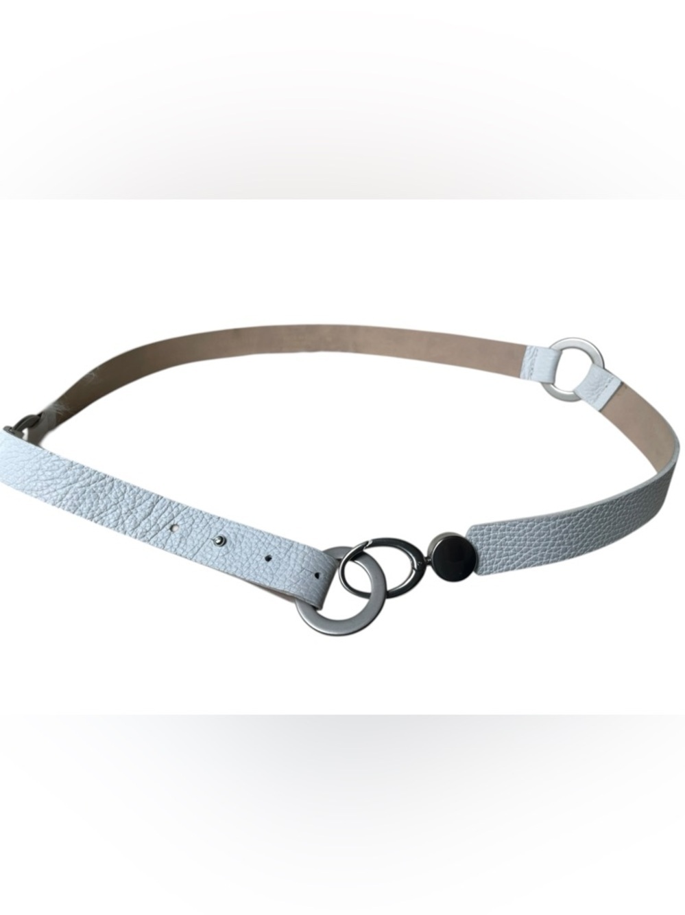 Anthropologie White Low Ride Boho Hip Belt Silver Circle Buckle Women's  34-38